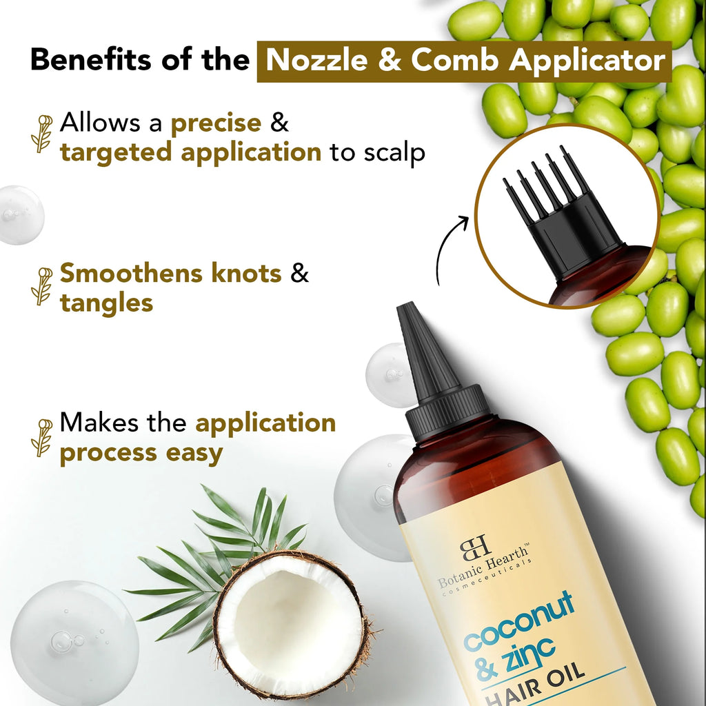 Coconut & Zinc Pyrithione Hair Oil (6.7 Fl Oz) | Moisturizing and Nourishing Hair Treatment for Dry Scalp and Healthy-Looking Hair | Paraben Free | Suitable for All Hair Types