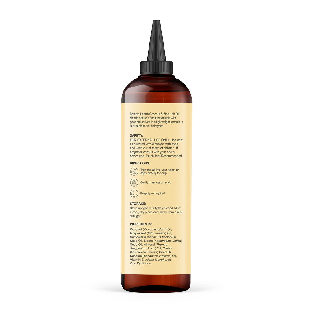 Coconut & Zinc Pyrithione Hair Oil (6.7 Fl Oz) | Moisturizing and Nourishing Hair Treatment for Dry Scalp and Healthy-Looking Hair | Paraben Free | Suitable for All Hair Types