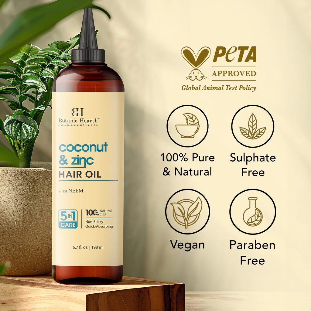 Coconut & Zinc Pyrithione Hair Oil (6.7 Fl Oz) | Moisturizing and Nourishing Hair Treatment for Dry Scalp and Healthy-Looking Hair | Paraben Free | Suitable for All Hair Types