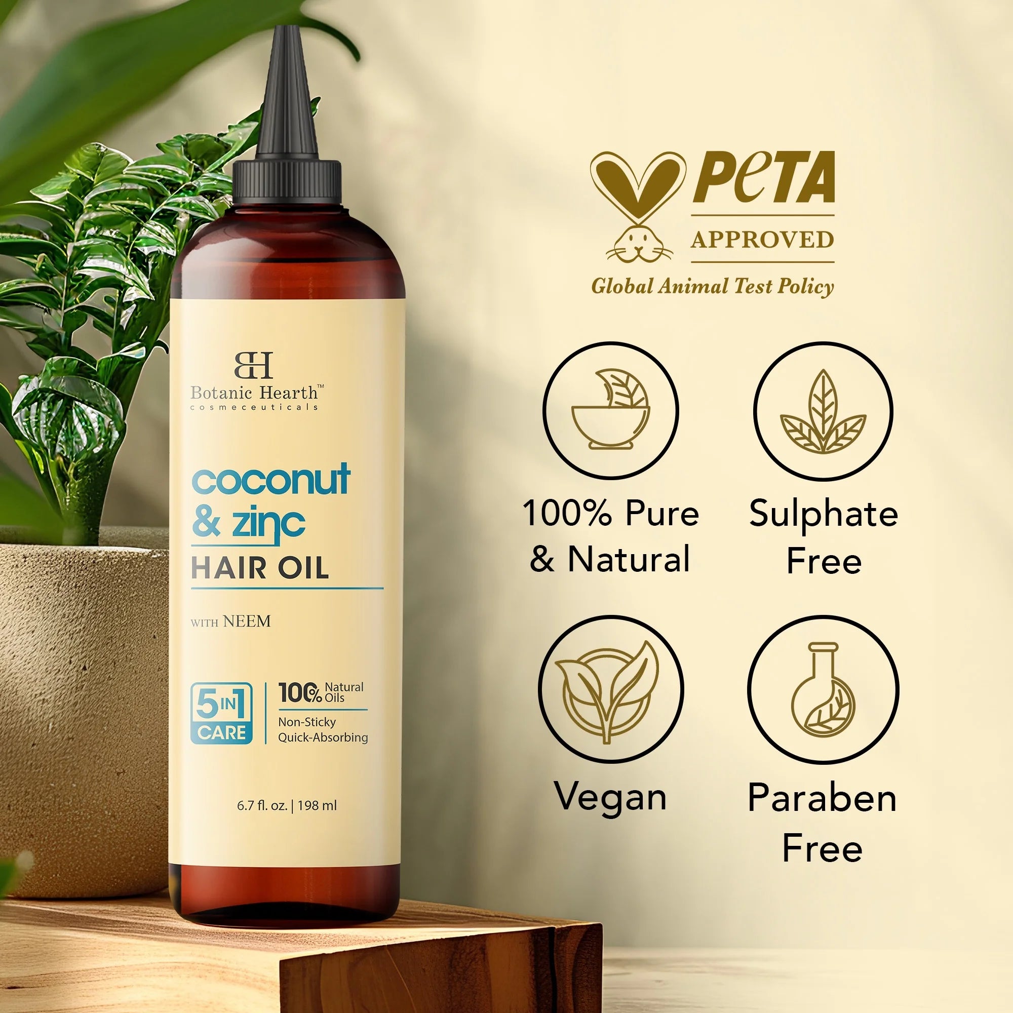 Coconut & Zinc Pyrithione Hair Oil (6.7 Fl Oz) | Moisturizing and Nourishing Hair Treatment for Dry Scalp and Healthy-Looking Hair | Paraben Free | Suitable for All Hair Types